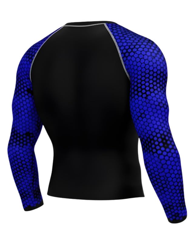 Image of Mens Gym Compression T-Shirt | Polyester Full Sleeve Sports Wear and Rash Guard for Training Workout and Athletic Activewear