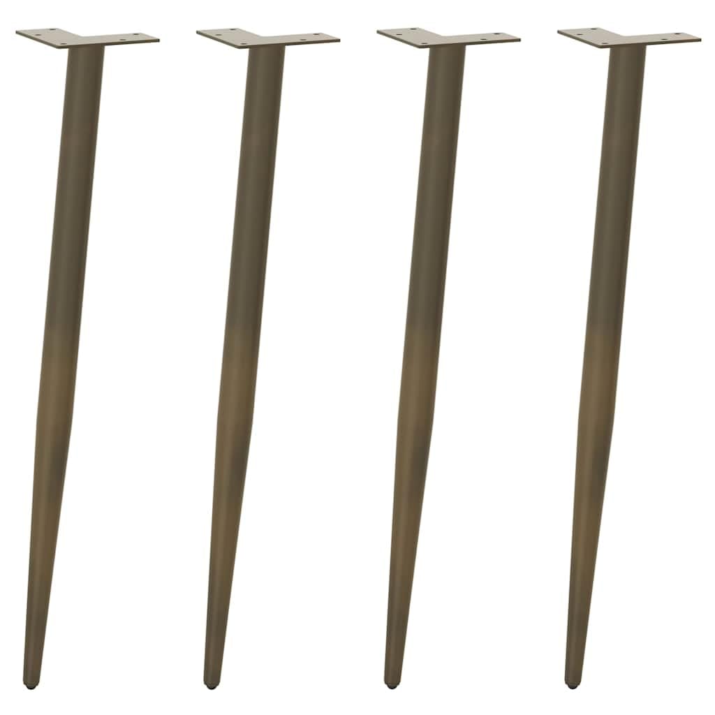 Gambe coniche per tavolo consolle in acciaio naturale, 4 gambe con regolazione in altezza 72-73 cm, struttura stabile con piastra di montaggio e viti per tavolo da pranzo