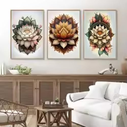 Art mural Bouddha doré et mandala de méditation, impression sur toile fine 40x60 cm