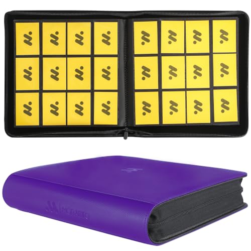 Image of Card Binder 12 Pocket,Trading Card Binder Holds up to 1200 Cards with 50 Sleeves,Zipper Card Holder Album Compatible with TCG Card /Game Cards /Sports Card