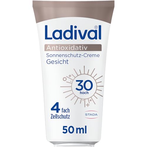 Ladival Antioxidativ Sonnencreme Gesicht LSF 30 - Pflege mit Anti-Pollution-Komplex, Vitamin C und E, 4-fach Zellschutz, schweißresistent, UVA- und UVB-Schutz, 50ml