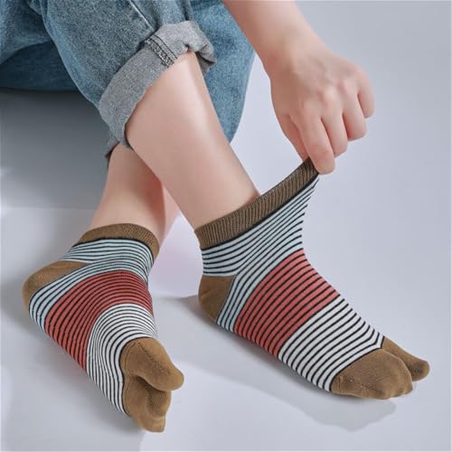 Stripes Two Toe Ankle Socks Wooden Clogs Flip Flop Soft Comfortable Cotton Casual Socks For Teen Girls4
