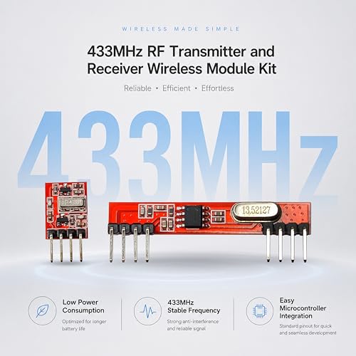 Image of Electronic Spices 433MHz RF Transmitter Receiver Wireless Module Kit | Long Range RF Module for Remote Control & DIY Projects