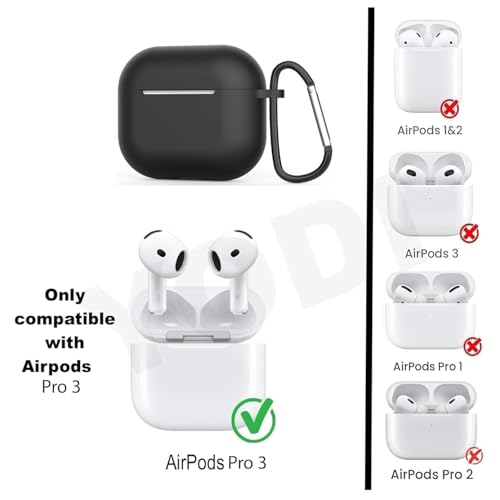 Image of YODI Case Cover for Airpods Pro|Pro 2|Airpods Pro 3|Airpods 4 Pouch, Silicone Cases with Cleaner Kit 360 Drop Protection,Shock-Resistant ((SILI-Black), Airpods Pro 3 (2025))