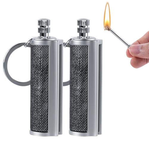 Ultraray Benzinfeuerzeug (2er-Pack) Ewiges Streichholz mit Schlüsselanhänger Benzin Feuerzeug Outdoor Survival Unique Coole Feuerzeuge Geschenke für Männer (Verkauft ohne Benzin)