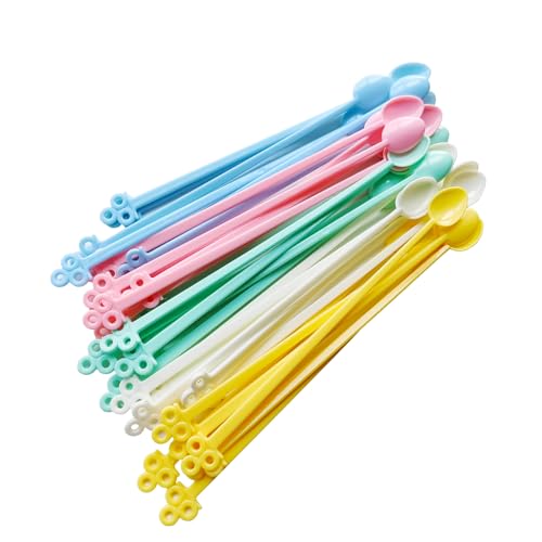 ZAYOIZY 120pcs Plastic Stir Sticks Stirring Spoons Disposable Cocktail Stirrers Mixing Spoons Colorful Coffee/Tea/Beverage Stirrer Spoons 5