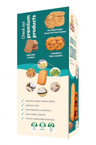 Image of Midbreak No Added Sugar Jowar Atta Biscuits 100g | Millet Cookies | No Maida | Egg-Free & Palm Oil Free Healthy Baked Snack- Pack of 1