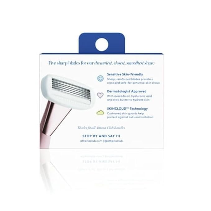 Athena-club 5-Blade Razor Refills, 4 Count, Moisturizing Serum Strip with Hyaluronic Acid, for Sensitive Skin