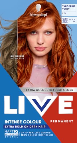 Schwarzkopf LIVE Intense Colour L74 Tangerine Twist Long-lasting Permanent Copper Hair Dye Extra Bold on Darker Hair With Extra Colour Refresh Gloss