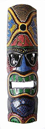 Tiki Wall Mask in an Aboriginal Dot Painted Design. 50 CM tall, Wooden, Handmade Fair Trade