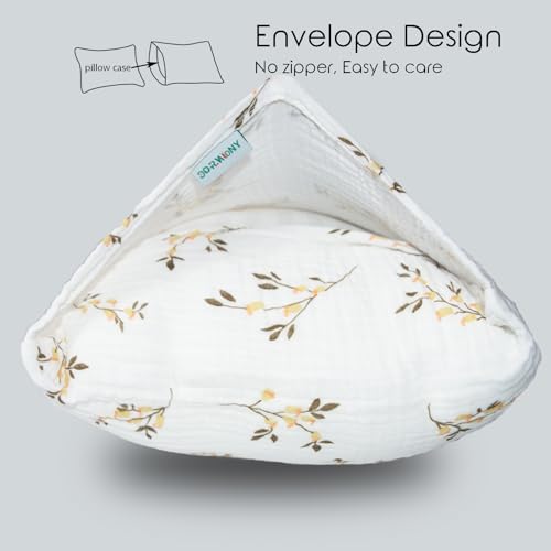 Image of Organic Cotton Muslin Mini Pillowcases with Envelope Design,2 Pack Ultra Breathable Kids Toddler Pillowcases for Boys and Girls- 13 x 18 inches (Floret)