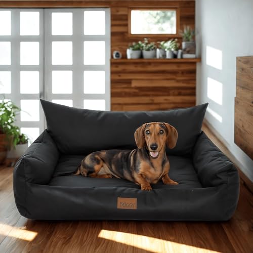 Bjird Hundebett Grosse Hunde Wasserdicht - Hundedecke Sofa, Hundebett Mittelgroße Hunde - Joker Waschbares Hundesofa mit Herausnehmbarem Kissen - Oeko-Tex Hundekissen Dog Bed 64x49 cm Schwarz L