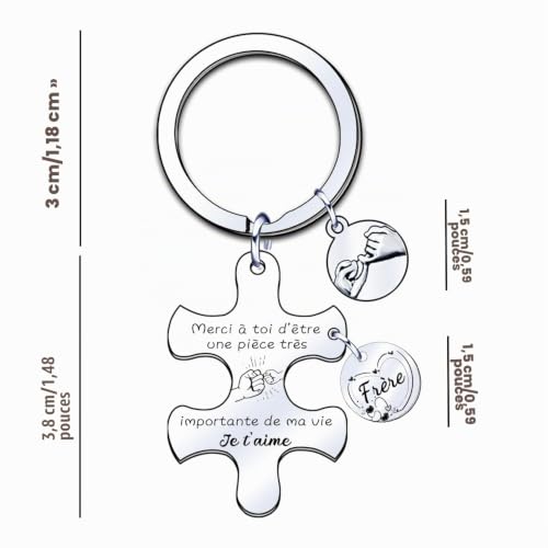 JRZDFXS Porte-Clés Personnalisé Pour Frère - Cadeau Homme Pour La Fête Des Pères, Anniversaire, Noël - Grand Frère – vue 7