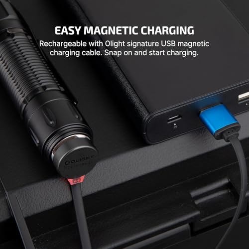 OLIGHT Warrior 3S 2300 Lumens Rechargeable Tactical Flashlight, Compact Dual-Switches LED Bright Light with Proximity Sensor, Powered by Customized Battery for Emergency and Searching (Black) - Image 5