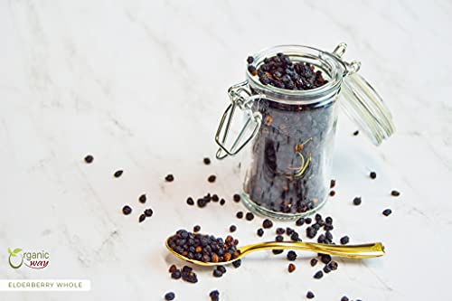 Organic Way Dried Elderberry Whole - Herbal Tea | European Wild-Harvest | Kosher & USDA Certified | Non-GMO & Gluten Free | Tested for Purity | 100% Raw from Albania (1/4LBS / 4Oz) - Thumbnail 4