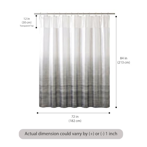 Image of Wakefit PEVA Plastic Printed Shower Curtain 7 Feet | 12 Free Hooks | No Smell, Toxin Free PEVA Plastic | Waterproof Bathroom Curtain | Curtain for Balcony | Height 7ft & Width 6ft | Black Ombre