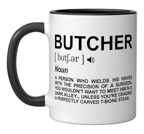 Butcher Meaning Steak Person Butchery Ceramic Mug, Black/White