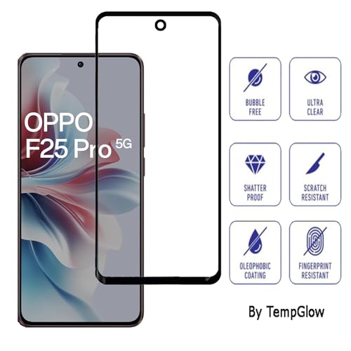 Image of Screen Protector for Oppo F25 Pro 5G (Black) Tempered Glass Edge-to-Edge 6D Screen Guard With Installation Kit