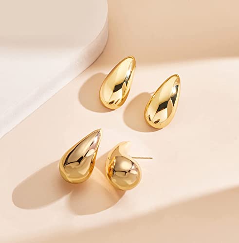 Dearmay Waterdrop Chunky Gold Teardrop Hoops Earrings Set For Women Trendy 14K Real Gold Plated Hoop Earrings Hypoallergenic Thick Lightweight Big Pack Large Jewelry For Women Teen Girls #TOP1