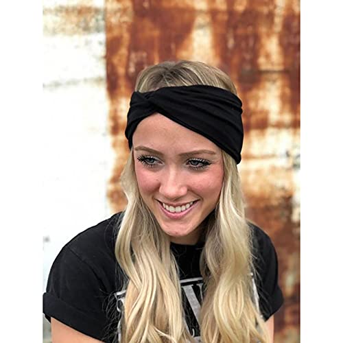 Image of DRESHOW 8 Pack Headbands for Women Yoga Knotted Headbands Elastic Criss Cross Hair Accessories Sports Head Wrap Non Slip
