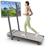 Foldable Treadmill with 10% Incline, 3.5HP Low Noise Walking Pad Treadmill with...
