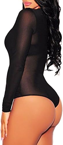 Body Intimo Donna Lucido Trasparente Manica Lunga Girocollo - 70% Nylon 30% Spandex, Taglia Regolare