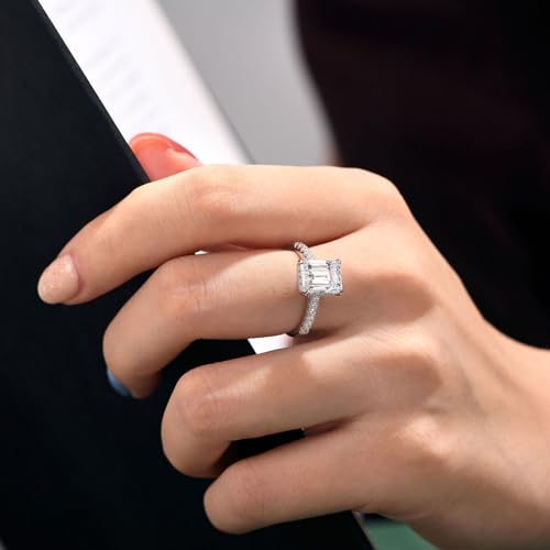SHELOVES 3 Carat Emerald Cut Engagement Rings AAAAA White Cz 925 Sterling Silver Wedding Band 4-134