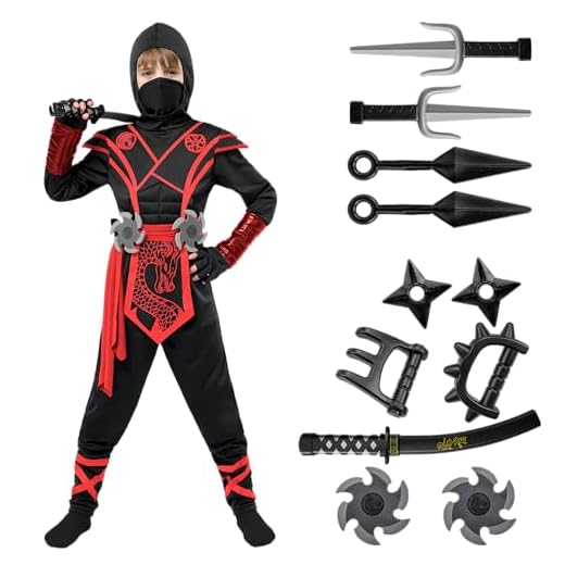 Spooktacular Creations Set Disfraz de Ninja Traje Rojo de Dragón para Fiesta de Disfraces de Halloween para Niños (X-Large (13-15 yrs))