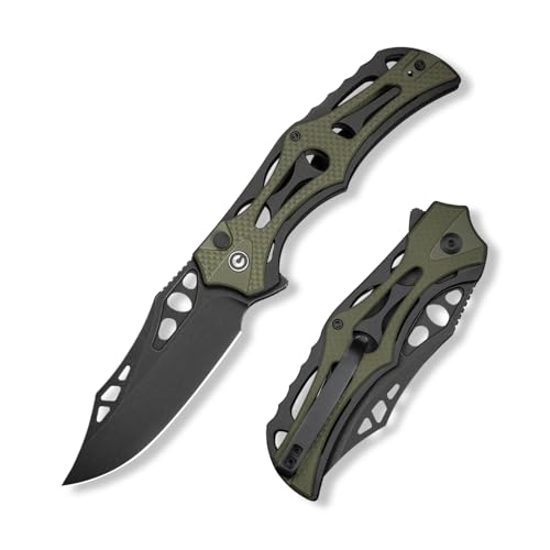 Image of CIVIVI Pocket Knife for Men, Biophase Flipper Tactical Folding Knife, 3.48 inch Nitro-V Blade Aluminum with G-10 Handle, Lightweight Skeletonized EDC Knife for Camping Hunting, C23083C-2 (OD Green)