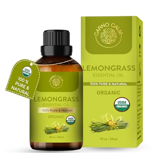 Carno Calm Lemongrass Essential Oil 30ml – 100% Pure & Natural Therapeutic Grade Lemon Grass Oil for Diffuser, Hair Care, Massage, Room Spray, Aromatherapy & Skin Care