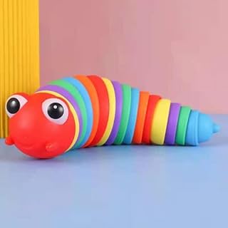 لعبة حسية ممتعة سلاج بتصميم دودة تصدر صوت نقرات مهدئة وتساعد على تخفيف التوتر، مناسبة للأولاد والبنات، بحجم صغير لتحسين حركة الأصابع من افينيا