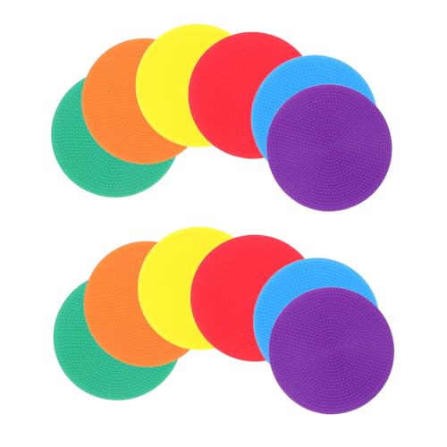 FOYTOKI Lot de 12 Disques de Marquage Colorés en Plastique, Ronds et Plats, pour Entraînement de Football et Exercices D'agilité en Extérieur, Faciles à Ranger
