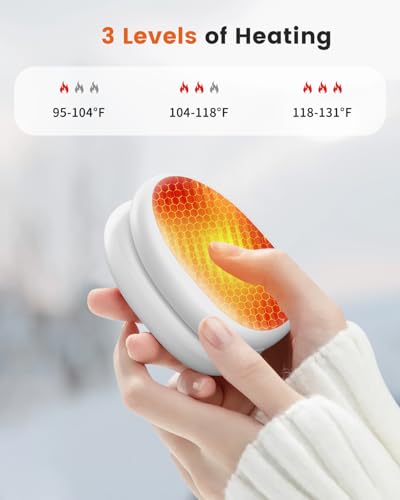 coldSky Handwärmer Wiederaufladbar 2 Pack, Kieselsteinoptik Magnetische Elektrische Tragbare Heizung 4000mAh, Wiederverwendbare… – Ansicht 2