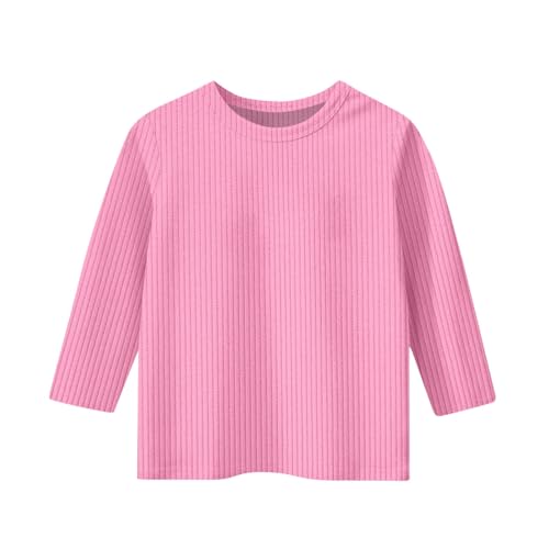 3/4 Sleeve Girls Tops Knit Crewneck Loose Fit Cute Shirts Dressy Casual Solid Color Blouses 2025 Trendy Kids Tees