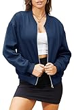 andy & natalie jackets for women zip up sweatshirt women fall casual fashion jacket Blue Medium