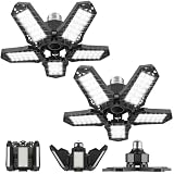 yeesport 2-Pack Mini LED Garage Lights, 10000LM LED Garage Lights with 5 Multi-Position Panels, 6500