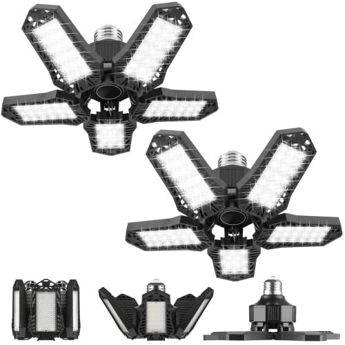 Yeesport 2-Pack Mini Led Garage Lights, 10000Lm Led Garage Lights With 5 Multi-Position Panels, 6500K Daylight Garage Led Shop Lights #TOP29