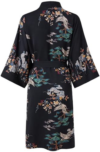 Ledamon Women's Kimono Short Robe for Women - Pocket Floral Bathrobe Nightgown2