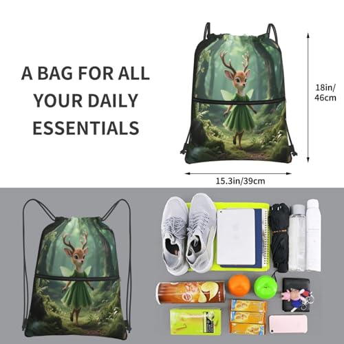 Cute Deer Gym Drawstring Bags Stylish String Bag Training Gymsack Backpack For Luggage4