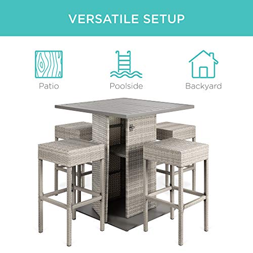 image for Best Choice Products 5-Piece Outdoor Wicker Bar Table Set for Patio, P