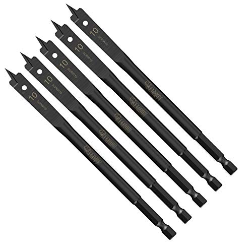 5 x SabreCut SCRIW10_5 10mm x 152mm Impact Rated Flat Wood Spade Bits for Softwood Hardwood Chipboard