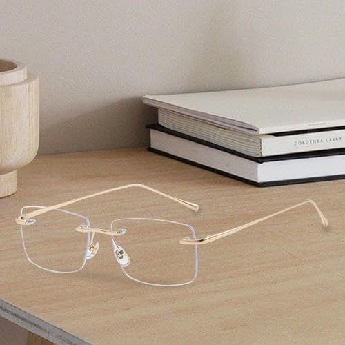 Image of Frameless Glasses Ultralight Rimless Stylish Men Women Versatile Eye Glasses Gold (71099133LRDES)