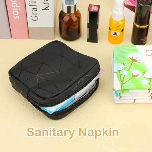 Image of Sanitary Napkin Storage Bag, Menstrual Cup Pouch Nursing Pad Holder Tampon Bags Feminine Product Pouches Portable Period Kit Bag for Girls Women Ladies (Black)