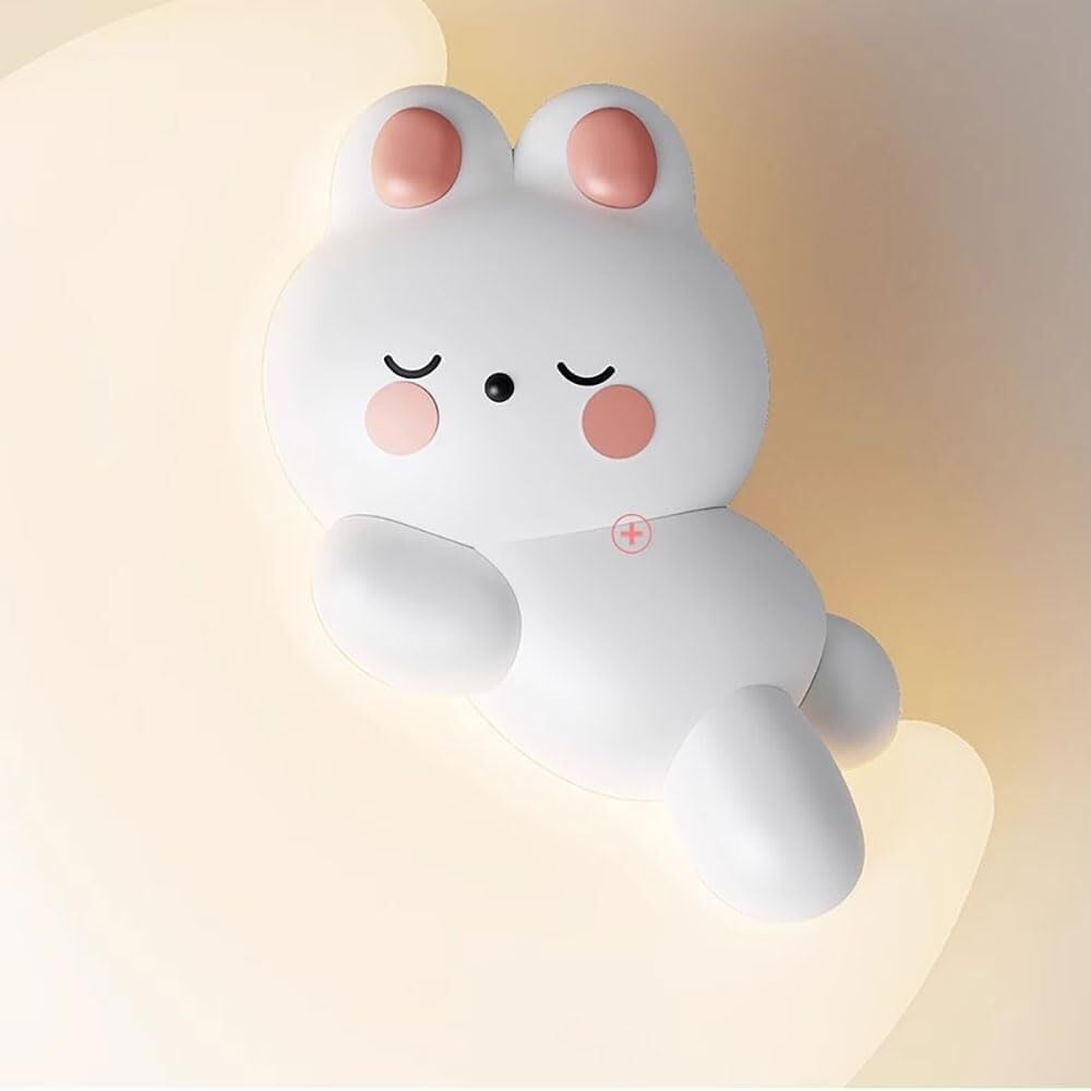 Cartoon Rabbit Wall Lamp, LED White Metal Wall Light with Acrylic Shade, 12W Modern Bedside Sconce for Princess Room Decor