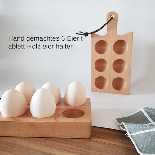 Bandeja para huevos de madera con 6 compartimentos y correa de transporte 8