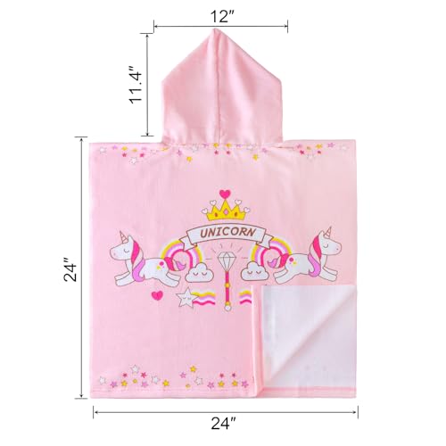 Image of NovForth Kids Beach Towel for Boys Girls, Hooded Bath Towel Wrap, Toddler Pool Towel with Hood