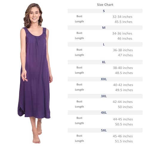 Image of BLAZON Women's Cotton Hosiery Solid Maxi Nighty Slip (Pack of 2) Available Sizes: S, M, L, XL, 2XL, 3XL, 4XL, 5XL