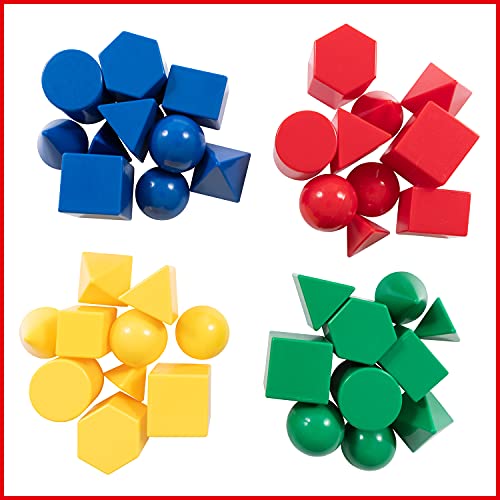Learning Advantage edxeducation Mini Geometric Solids - Set of 40-3D Shapes for Math & Geometry - Multicolored Math Manipulatives For Kids - 10 Different Shapes