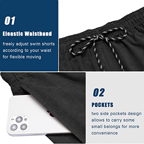 Coofandy Men Swim Trunk With Compression Liner 2 In 1 Swimwear Bathing Suit Short Quick Dry Black #TOP4