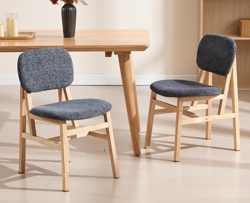 DAYALANE Esszimmerstühle 2er Set, Küchenstuhl ohne Armlehnen mit Holzrahmen aus Chenille, Polsterstuhl Wohnzimmerstuhl für Esszimmer Wohnzimmer Küche Schlafzimmer, Grau
